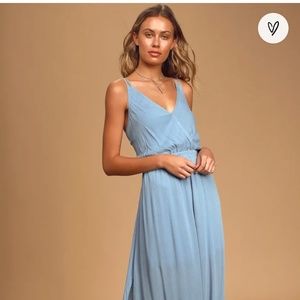 Lulus Lost in Paradise Slate Blue Maxi Dress